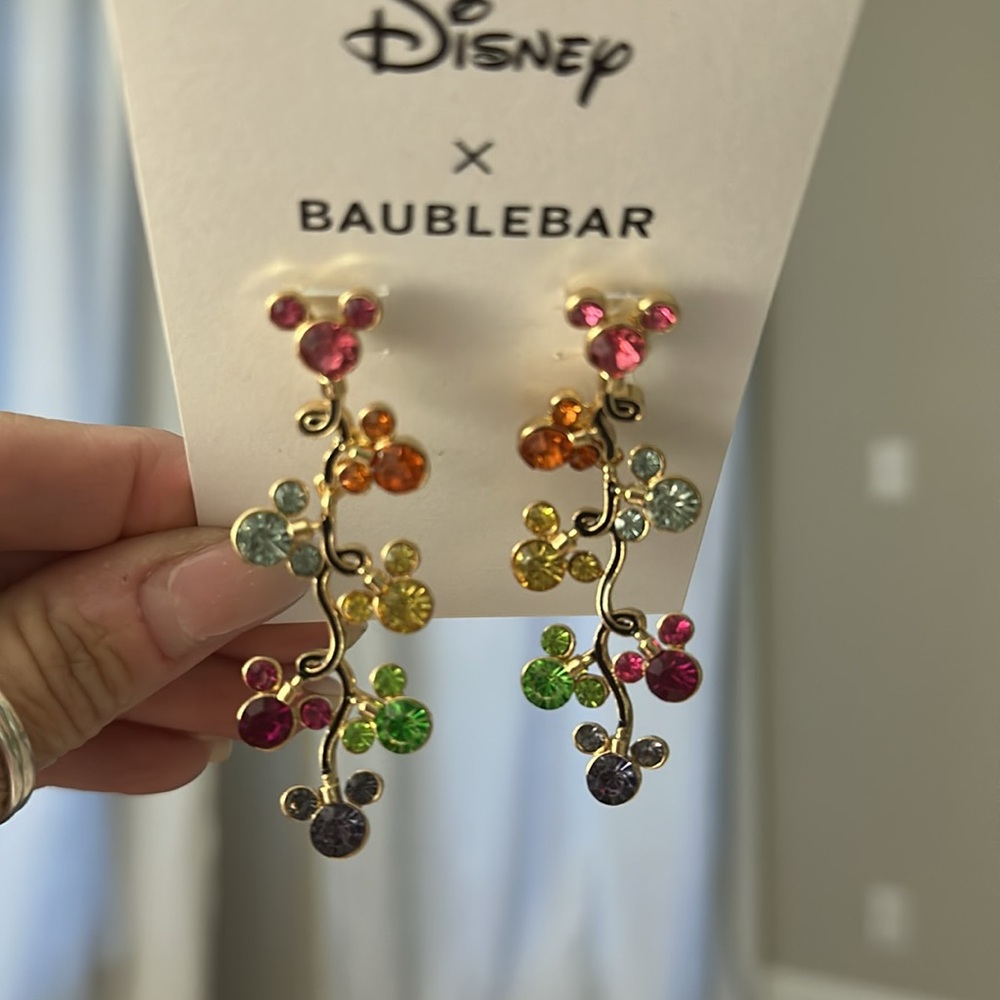 Disney x Baublebar Colorful Crystal Drop Mickey Earrings